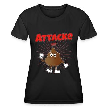 Attacke mit Kacke - Frauen Funktions-T-Shirt - Schwarz - Vorne - AI Model Female 172 light (172cm)