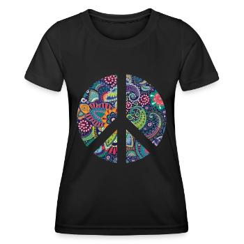 Retro Design Peace Sign Peace Sign - Women's Functional T-Shirt - black - Front - AI Model Female 172 light (172cm)