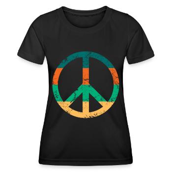 Rétro Design Signe de paix Signe de paix - T-shirt sport Femme - noir - Devant - AI Model Female 172 light (172cm)