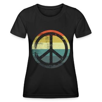 Retro Vintage Design Friedenszeichen Peace Zeichen - Frauen Funktions-T-Shirt - Schwarz - Vorne - AI Model Female 172 light (172cm)