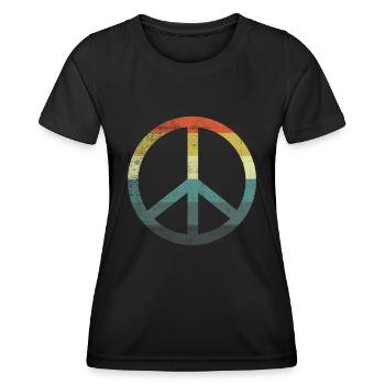Retro Vintage Design Friedenszeichen Peace Zeichen - Frauen Funktions-T-Shirt - Schwarz - Vorne - AI Model Female 172 light (172cm)