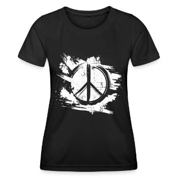 Retro Vintage Design Friedenszeichen Peace Zeichen - Frauen Funktions-T-Shirt - Schwarz - Vorne - AI Model Female 172 light (172cm)