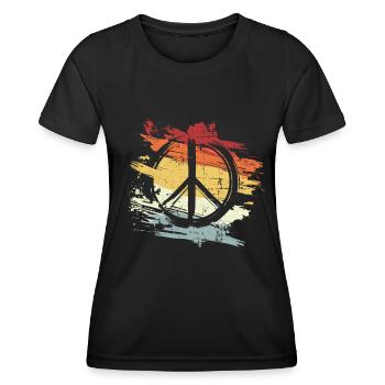 Retro Vintage Design Friedenszeichen Peace Zeichen - Frauen Funktions-T-Shirt - Schwarz - Vorne - AI Model Female 172 light (172cm)