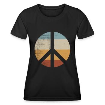 Retro Vintage Design Friedenszeichen Peace Zeichen - Frauen Funktions-T-Shirt - Schwarz - Vorne - AI Model Female 172 light (172cm)
