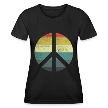 Retro Vintage Design Friedenszeichen Peace Zeichen - Frauen Funktions-T-Shirt - Schwarz - Vorne - AI Model Female 172 light (172cm)
