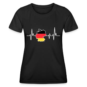 Germany Heartbeat Design German Flag - Women's Functional T-Shirt - black - Front - AI Model Female 172 light (172cm)
