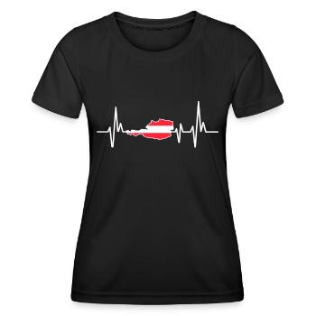 Heartbeat Design Austrian Flag Austria - Women's Functional T-Shirt - black - Front - AI Model Female 172 light (172cm)