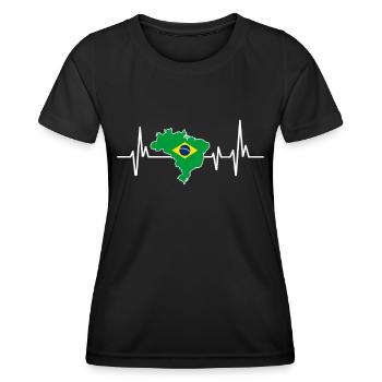 Heartbeat Design Brazilian Flag Brazil - Women's Functional T-Shirt - black - Front - AI Model Female 172 light (172cm)
