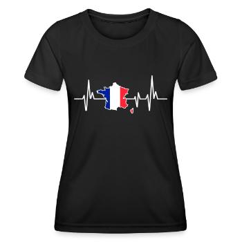 Heartbeat Design French Flag France - Women's Functional T-Shirt - black - Front - AI Model Female 172 light (172cm)