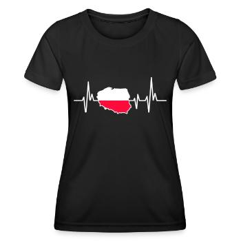 Herzschlagdesign Polnische Flagge Polen - Frauen Funktions-T-Shirt - Schwarz - Vorne - AI Model Female 172 light (172cm)
