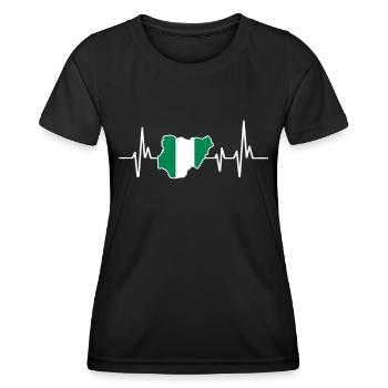 Heartbeat Design Nigerian Flag Nigeria - Women's Functional T-Shirt - black - Front - AI Model Female 172 light (172cm)