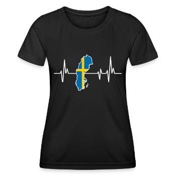 Heartbeat Design Drapeau suédois Suède - T-shirt sport Femme - noir - Devant - AI Model Female 172 light (172cm)