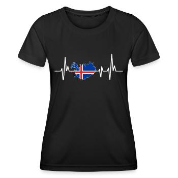 Heartbeat Design Icelandic Flag Iceland - Women's Functional T-Shirt - black - Front - AI Model Female 172 light (172cm)