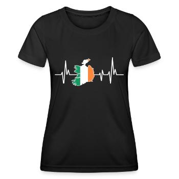 Herzschlag Design Irische Flagge Irland - Frauen Funktions-T-Shirt - Schwarz - Vorne - AI Model Female 172 light (172cm)