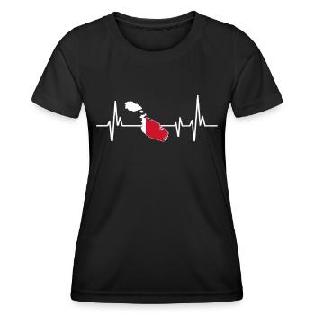 Heartbeat Design Maltese Flag Malta - Women's Functional T-Shirt - black - Front - AI Model Female 172 light (172cm)