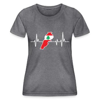 Heartbeat Design Lebanese Flag Lebanon - Women's Functional T-Shirt - dark melange  - Front - AI Model Female 172 light (172cm)