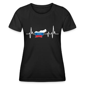 Herzschlag Design Slowenische Flagge Slowenien - Frauen Funktions-T-Shirt - Schwarz - Vorne - AI Model Female 172 light (172cm)