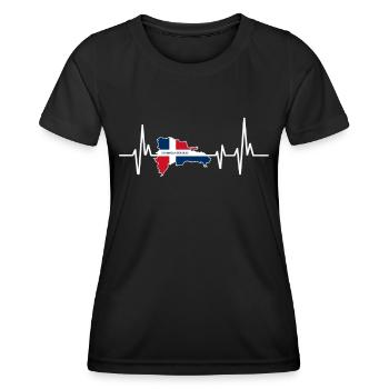 Heartbeat Design Flag Dominican Republic - Women's Functional T-Shirt - black - Front - AI Model Female 172 light (172cm)