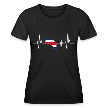 Heartbeat Design Costa Rica Flag - Women's Functional T-Shirt - black - Front - AI Model Female 172 light (172cm)