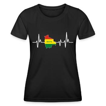 Heartbeat Design Bolivian Flag Bolivia - Women's Functional T-Shirt - black - Front - AI Model Female 172 light (172cm)