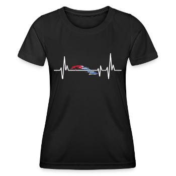 Heartbeat Design Drapeau cubain Cuba - T-shirt sport Femme - noir - Devant - AI Model Female 172 light (172cm)