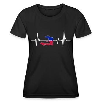 Heartbeat Design Drapeau Haïtien Haïti - T-shirt sport Femme - noir - Devant - AI Model Female 172 light (172cm)