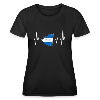 Heartbeat Design Nicaragua Drapeau Nicaragua - T-shirt sport Femme - noir - Devant - AI Model Female 172 light (172cm)