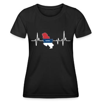 Heartbeat Design Serbian Flags Serbia - Women's Functional T-Shirt - black - Front - AI Model Female 172 light (172cm)