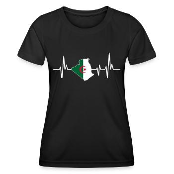 Heartbeat Design Algerian Flag Algeria - Women's Functional T-Shirt - black - Front - AI Model Female 172 light (172cm)