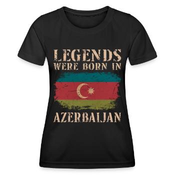 Vintage -Design Aserbaidschan Flagge - Frauen Funktions-T-Shirt - Schwarz - Vorne - AI Model Female 172 light (172cm)
