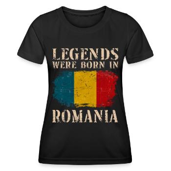 Vintage Design Romanian Flag Romania - Women's Functional T-Shirt - black - Front - AI Model Female 172 light (172cm)