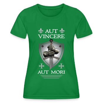 Templar Cross + Sword - Women's Functional T-Shirt - kelly green - Front - AI Model Female 172 dark (172cm)