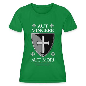 Templar Shield + templar quote - Women's Functional T-Shirt - kelly green - Front - AI Model Female 172 dark (172cm)