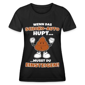 Wenn das Schoko Auto hupt, musst du einsteigen! - Frauen Funktions-T-Shirt - Schwarz - Vorne - AI Model Female 172 light (172cm)