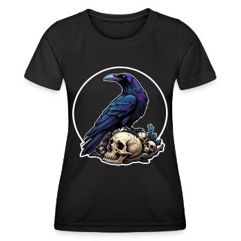 Big Raven Sitting on Sculls - Women's Functional T-Shirt - black - Front - AI Model Female 172 light (172cm)