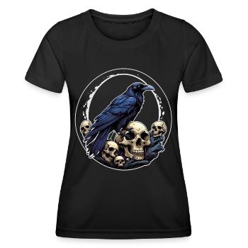 Big Raven Sitting on Sculls - Women's Functional T-Shirt - black - Front - AI Model Female 172 light (172cm)