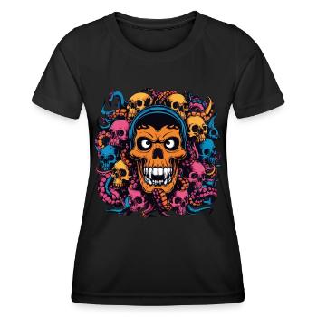 Decorative Large Skull with Small Skulls - Women's Functional T-Shirt - black - Front - AI Model Female 172 light (172cm)
