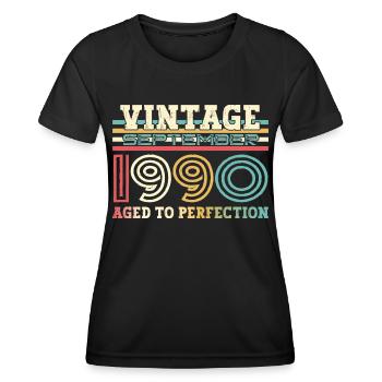 Septembre Né 1990 32ème anniversaire Cadeau - T-shirt sport Femme - noir - Devant - AI Model Female 172 light (172cm)