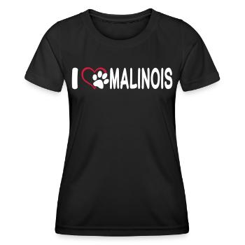 J’adore Malinois - T-shirt sport Femme - noir - Devant - AI Model Female 172 light (172cm)