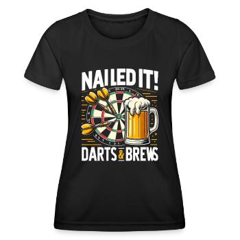Nailed It! Darts & Brews - Women's Functional T-Shirt - black - Front - AI Model Female 172 light (172cm)