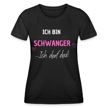 Für die Schwangerschaft - ich darf das. Mädchen - Frauen Funktions-T-Shirt - Schwarz - Vorne - AI Model Female 172 light (172cm)