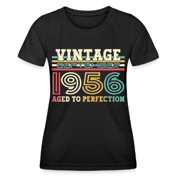 Septembre Né 1956 Cadeau du 66e anniversaire - T-shirt sport Femme - noir - Devant - AI Model Female 172 light (172cm)