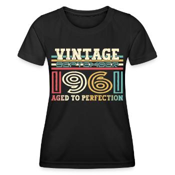 Septembre Né 1961 61ème anniversaire Cadeau - T-shirt sport Femme - noir - Devant - AI Model Female 172 light (172cm)