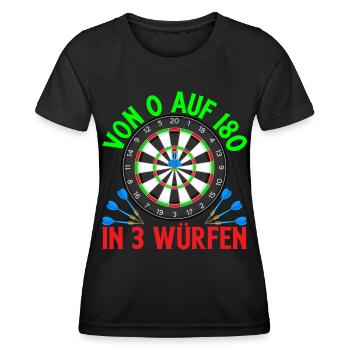 Dart 180 in 3 Würfen Dart Sport Dartboard - Frauen Funktions-T-Shirt - Schwarz - Vorne - AI Model Female 172 light (172cm)