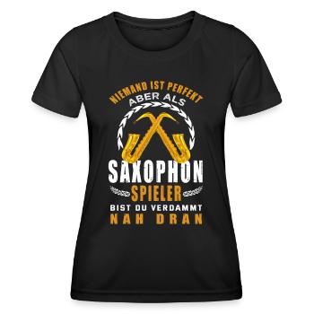 Saxophon Spieler Saxophonist Jazz Musiker - Frauen Funktions-T-Shirt - Schwarz - Vorne - AI Model Female 172 light (172cm)