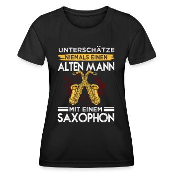 Saxophon Spieler Saxophonist Jazz Musiker - Frauen Funktions-T-Shirt - Schwarz - Vorne - AI Model Female 172 light (172cm)