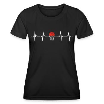 Basketball herzschlag t-shirt basketballer - Frauen Funktions-T-Shirt - Schwarz - Vorne - AI Model Female 172 light (172cm)