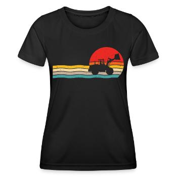 chargeuse sur pneus Retro T-shirt Chargeur sur pneus - T-shirt sport Femme - noir - Devant - AI Model Female 172 light (172cm)