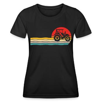 Retro t-shirt traktor für landwirt trecker - Frauen Funktions-T-Shirt - Schwarz - Vorne - AI Model Female 172 light (172cm)