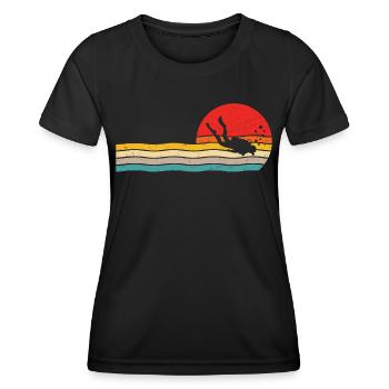 Plongée Rétro Diver Scuba Diver - T-shirt sport Femme - noir - Devant - AI Model Female 172 light (172cm)